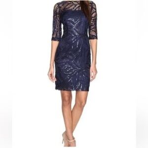 Tahari Elegant Navy Blue Cocktail Dress
